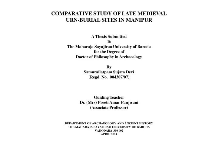 comparative study of late medieval urn burial sites in