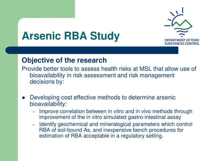 arsenic rba study