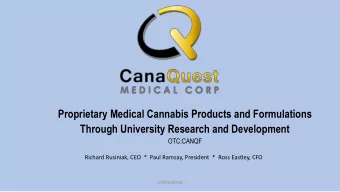 Proprietary Medical Cannabis Products and Formulations  Through University Research and Development