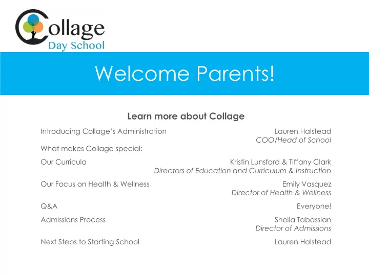 welcome parents