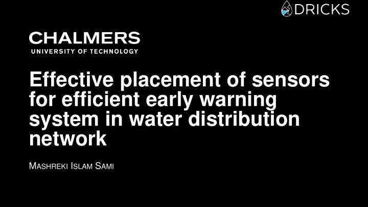 system in water distribution