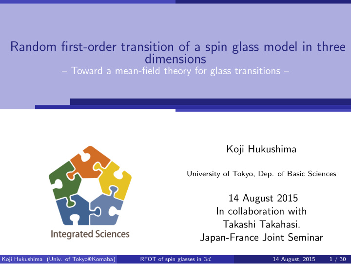 random first order transition of a spin glass model in