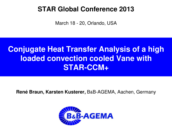 conjugate heat transfer analysis of a high
