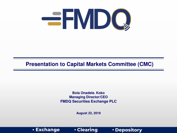 presentation to capital markets committee cmc
