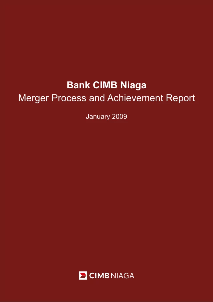 bank cimb niaga merger process and achievement report
