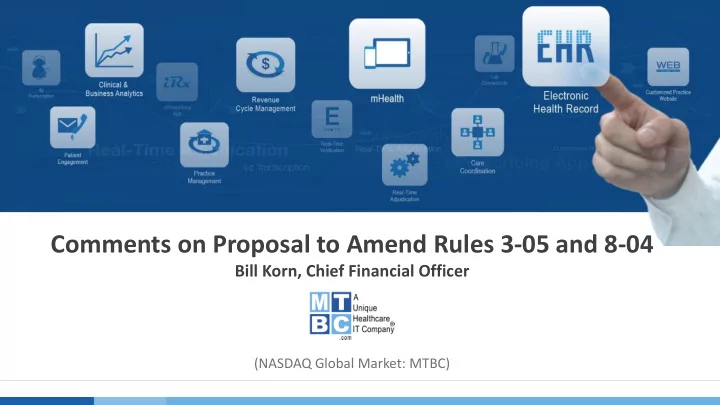 comments on proposal to amend rules 3 05 and 8 04