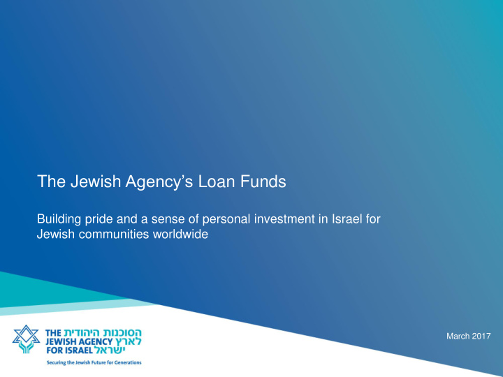 the jewish agency s loan funds