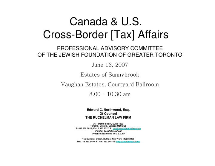 canada u s cross border tax affairs