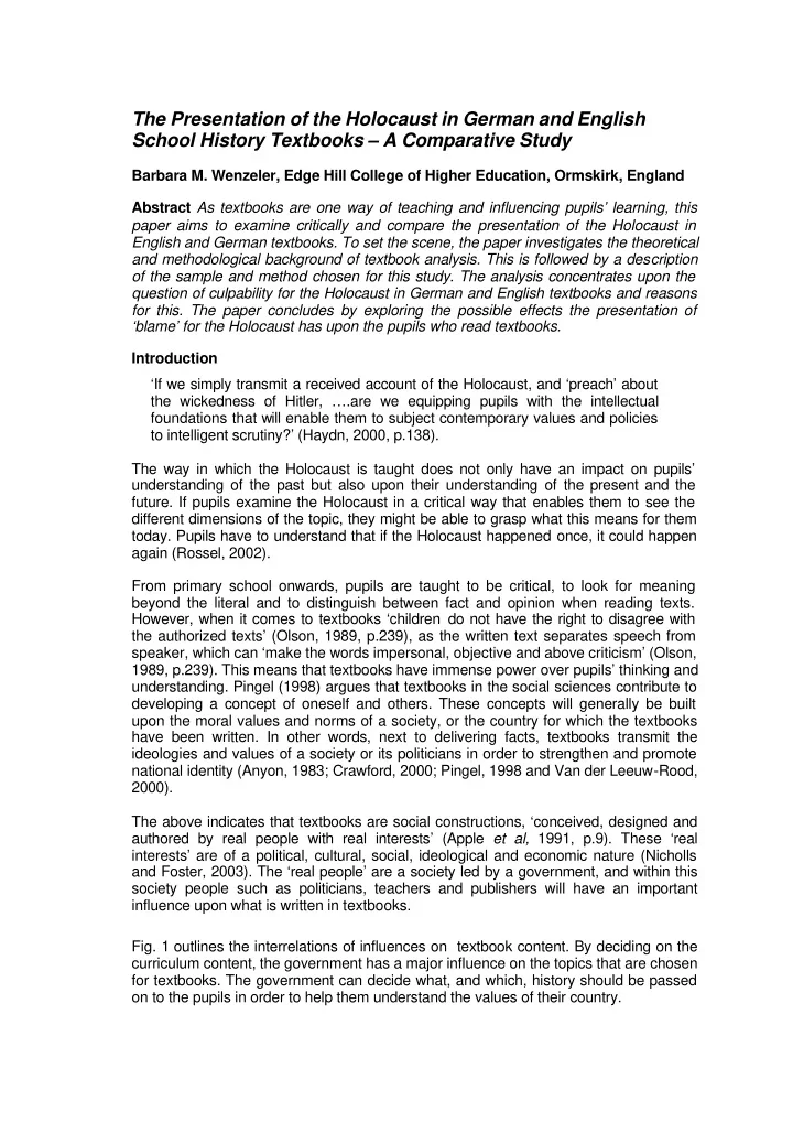 the presentation of the holocaust in german and english