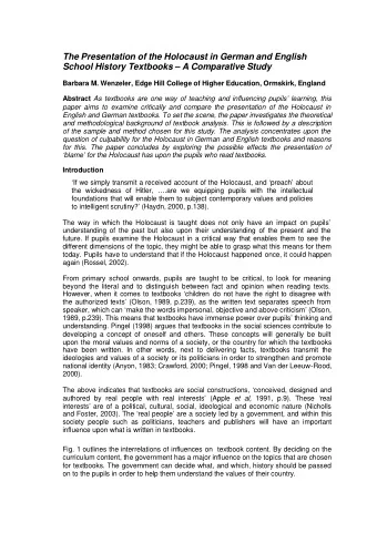 The Presentation of the Holocaust in German and English  School History Textbooks  A Comparative