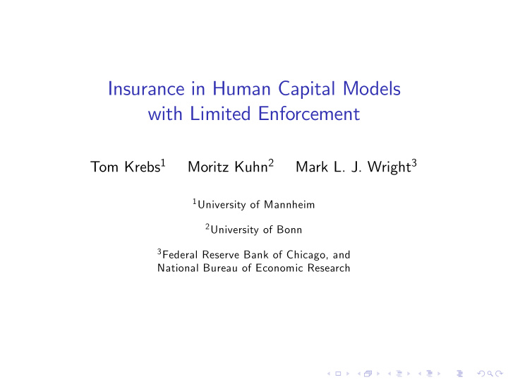 insurance in human capital models with limited enforcement