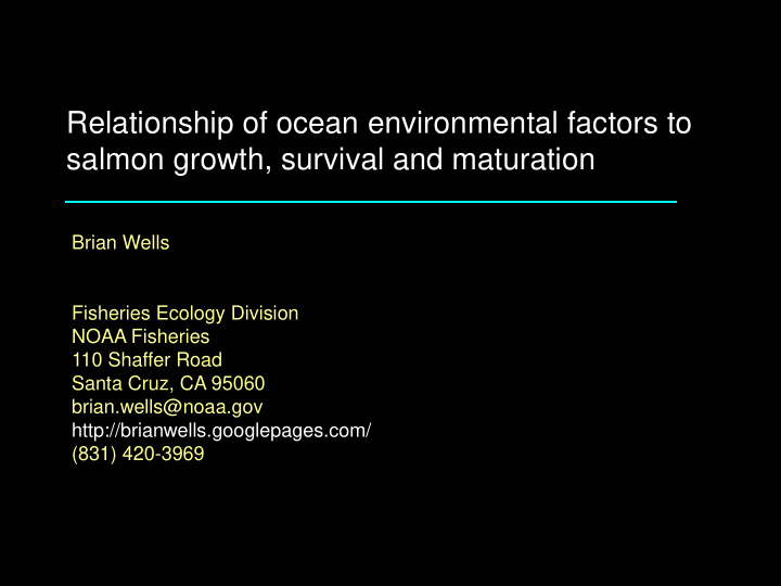 relationship of ocean environmental factors to salmon