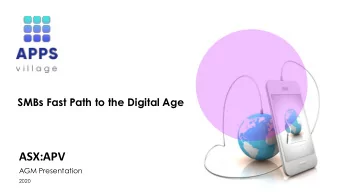 ASX:APV  AGM Presentation  2020  Disclaimer This presentation has been prepared by AppsVillage