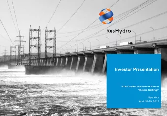 Investor Presentation  VTB Capital Investment Forum  Russia Calling!  New York  April 18-19,