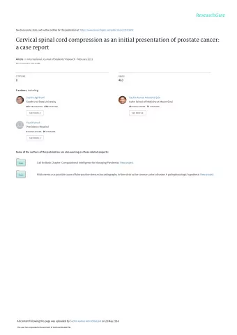 Cervical spinal cord compression as an initial presentation of prostate cancer:  a case report