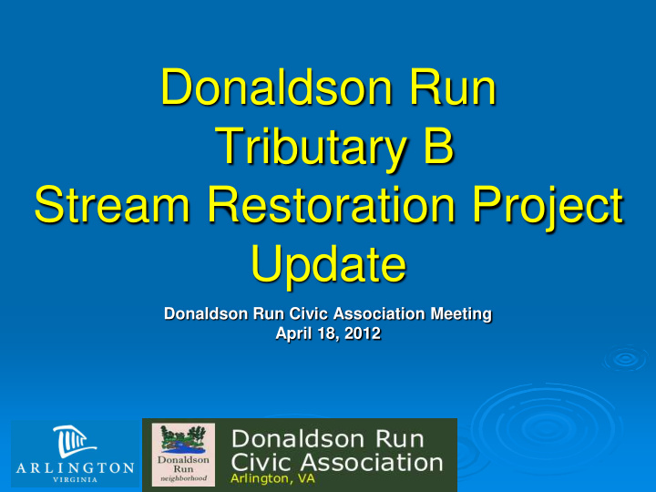 donaldson run tributary b stream restoration project