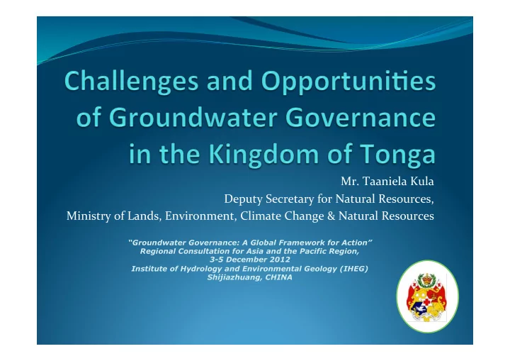 mr taaniela kula deputy secretary for natural resources
