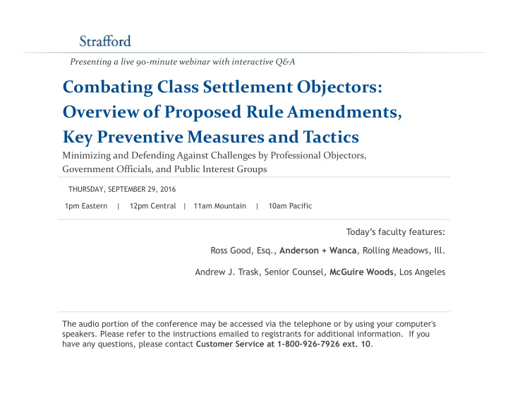 combating class settlement objectors overview of proposed