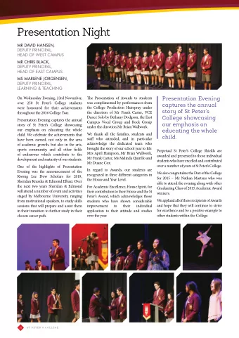 Presentation Night  MR DAVID HANSEN,  DEPUTY PRINCIPAL,  HEAD OF WEST CAMPUS  MR CHRIS BLACK,