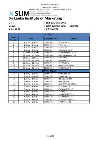 Date  :- 21st December 2019  Venue  :- SLIM  Business School -  Colombo  Dress Code  :- Office