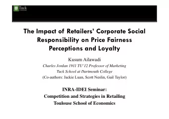 The Impact of Retailers Corporate Social  The Impact of Retailers  Corporate Social