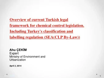 Expert  Ministry of Environment and  Urbanization  April 2, 2014 Ahu EKM  1 INSTITUTION  TASK