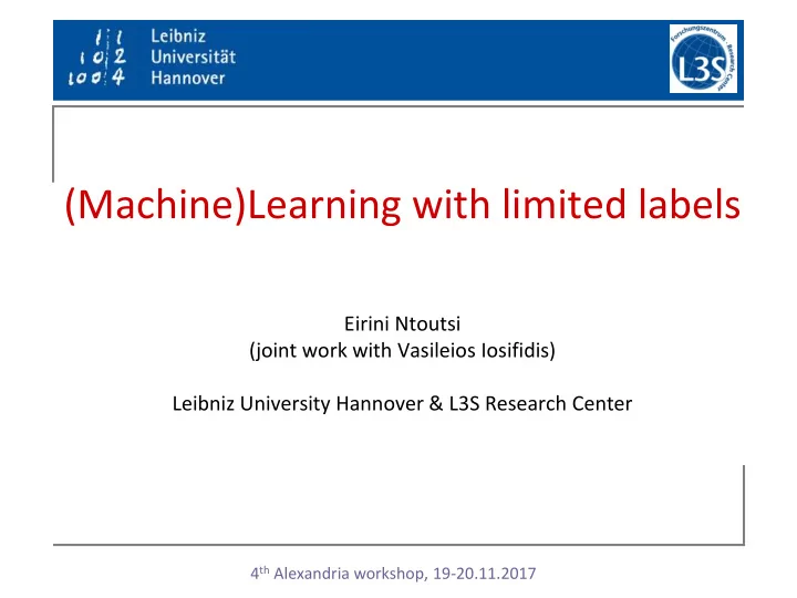 machine learning with limited labels