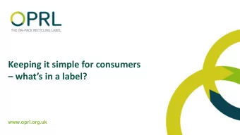 whats in a label?  www.oprl.org.uk Founded in 2009 as an arms length not -for-profit by