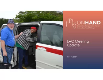 LAC Meeting  Update  May 19, 2020  1  COORDINATED HUMAN SERVICE PUBLIC TRANSIT PLAN  Project