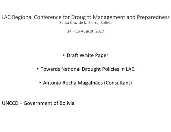 LAC Regional Conference for Drought Management and Preparedness   Santa Cruz