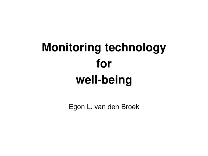 monitoring technology for well being