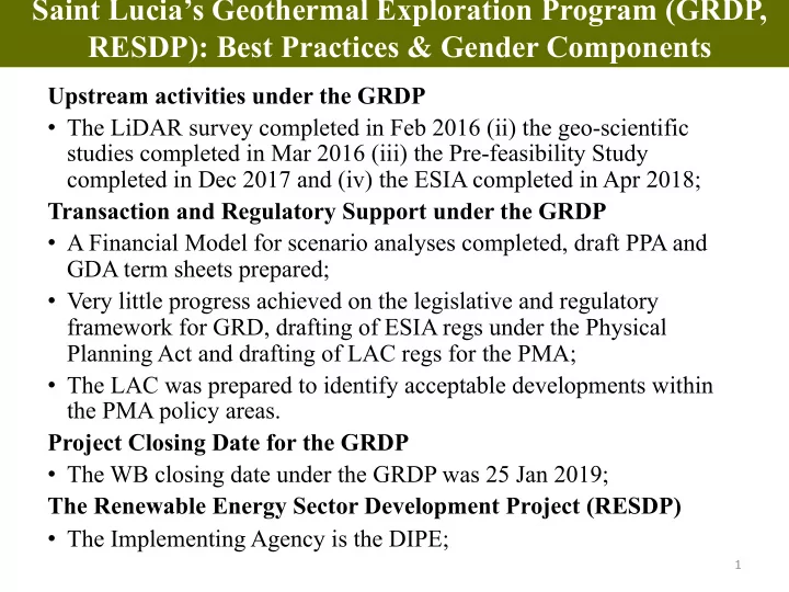 saint lucia s geothermal exploration program grdp resdp