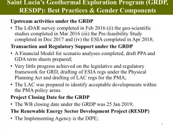 Saint Lucias Geothermal Exploration Program (GRDP,  RESDP): Best Practices &amp; Gender