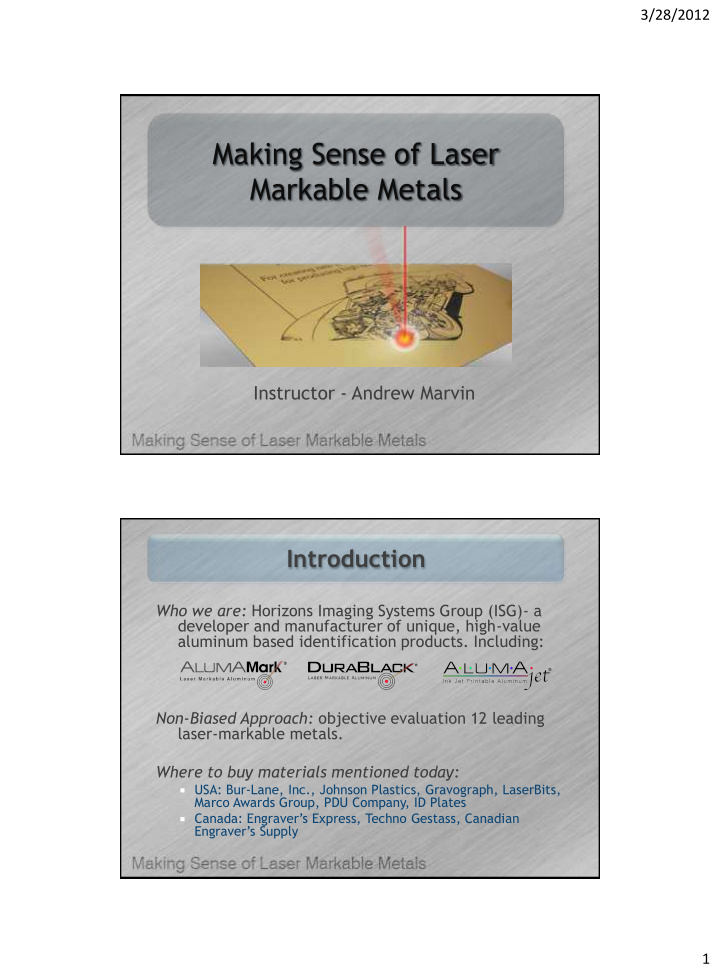 making sense of laser markable metals
