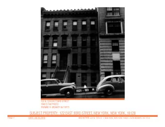 SUBJECT PROPERTY: 122 EAST 93RD STREET, NEW YORK, NEW YORK, 10128  PAGE 1  DATE: 06.05.2018