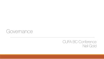 Governance CUFA BC Conference   Neil Gold  Governance is a legal matter  Distinctive