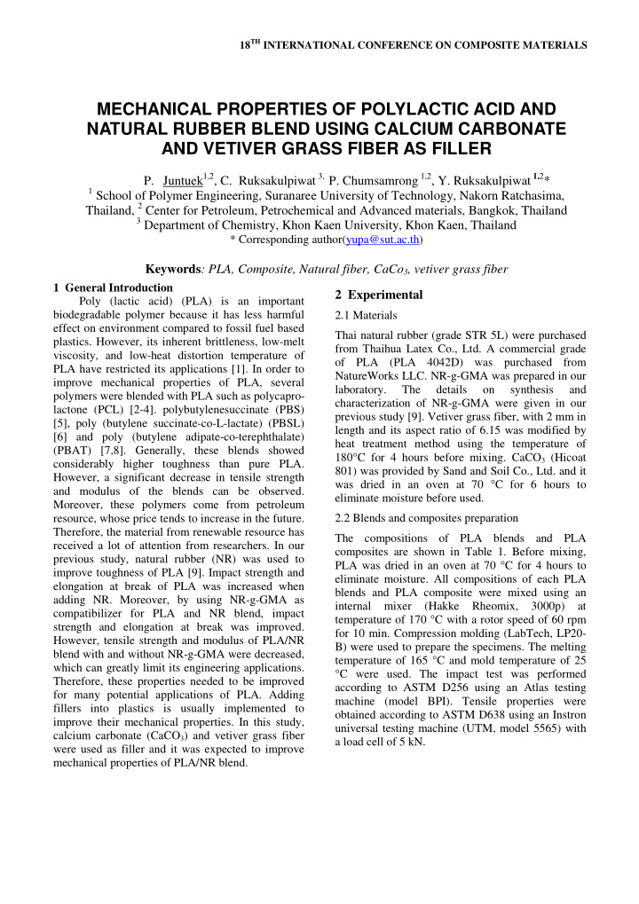 mechanical properties of polylactic acid and natural