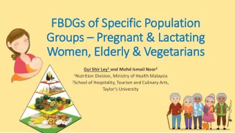 FBDGs of Specific Population Groups  Pregnant &amp; Lactating  Women, Eld  lderly &amp;
