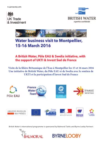 Visite de la fjlire Britannique de lEau  Montpellier les 15 et 16 mars 2016  Une initiative