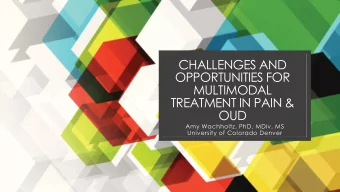 CHALLENGES AND  OPPORTUNITIES FOR  MULTIMODAL  TREATMENT IN PAIN &amp;  OUD  Amy Wachholtz, PhD,