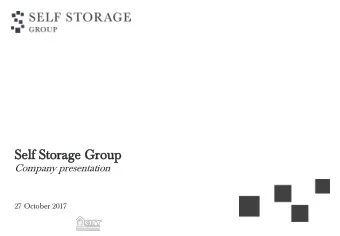 Sel  elf  f Stor  orage  age Gr  Grou  oup  Company presentation  27 October 2017  | 1  AN