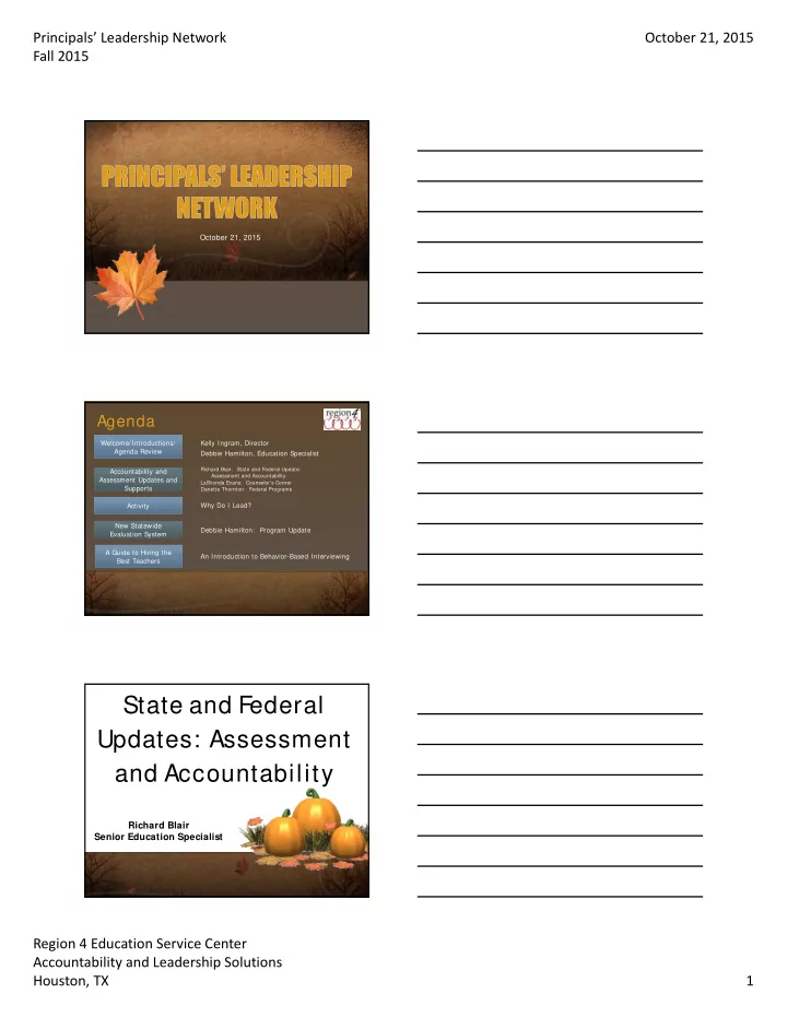 state and federal updates assessment and accountability