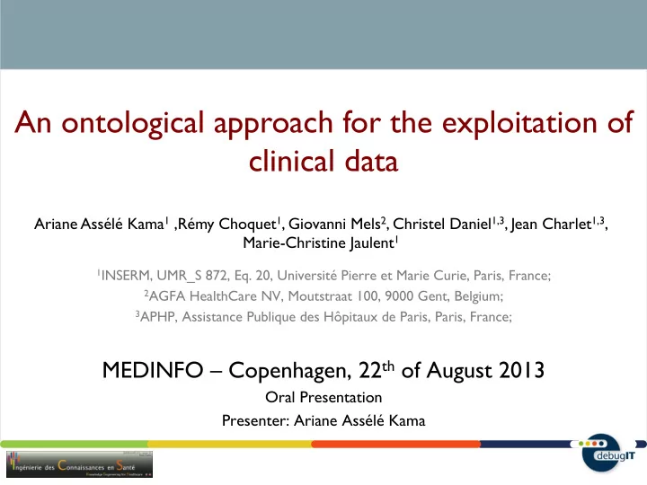 an ontological approach for the exploitation of clinical