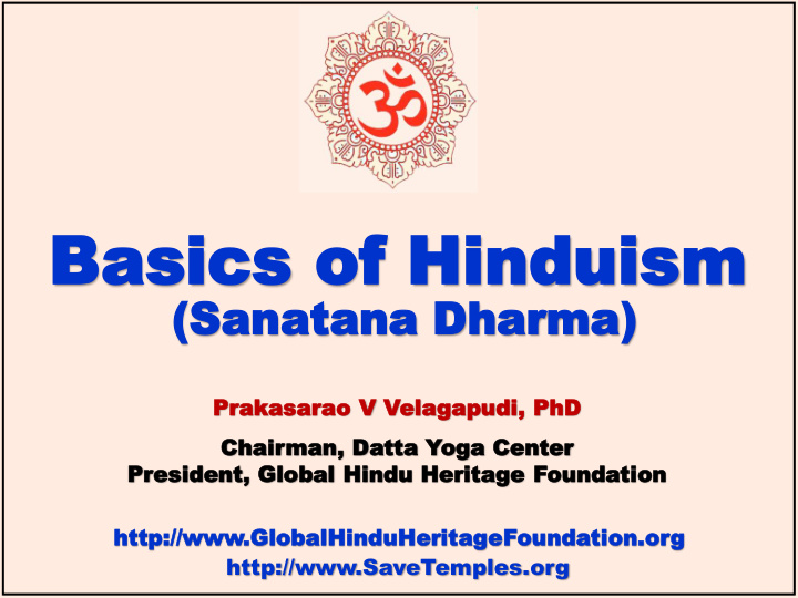 basics basics of hind of hinduism uism