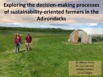 Adirondacks  Dr. Marco Turco  Dr. Curt Gervich  Amelia Flanery  Lucas Haight  Sustainable