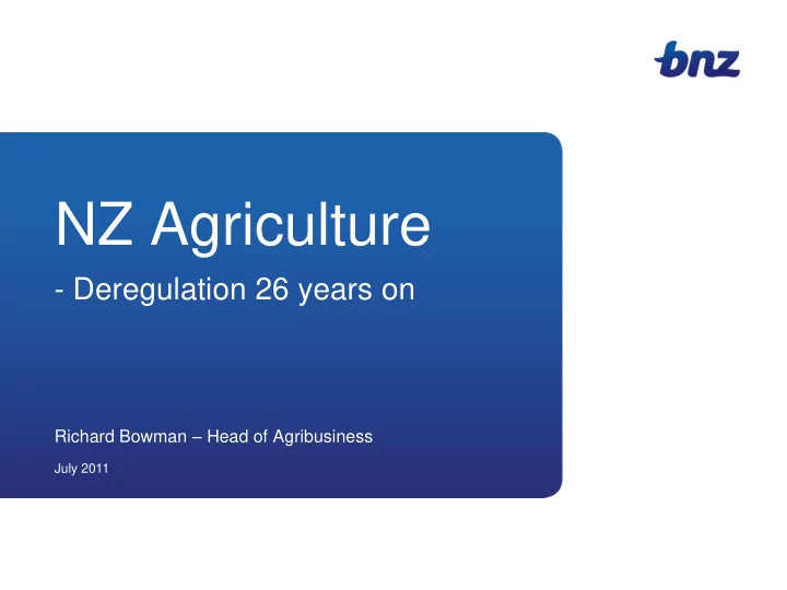 nz agriculture