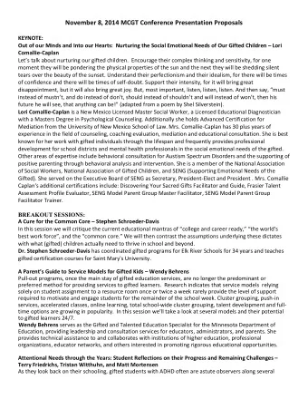 November  8,  2014  MCGT  Conference  Presentation  Proposals      KEYNOTE: