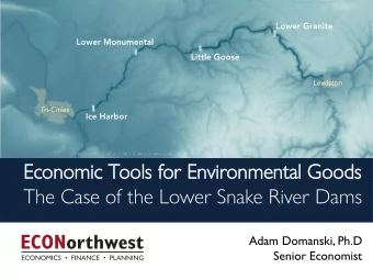 The Case of the Lower Snake River Dams  Adam Domanski, Ph.D  Senior Economist  Background  Four