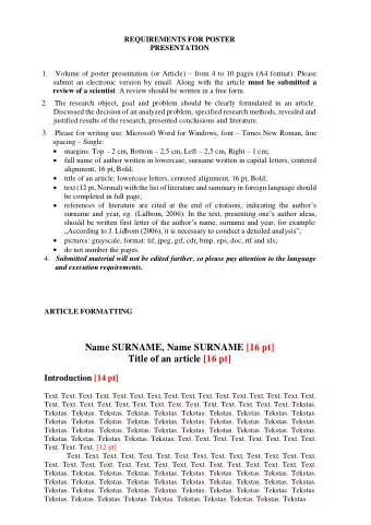 Title of an article [16 pt] Introduction [14 pt]  Text. Text. Text. Text. Text. Text. Text. Text.