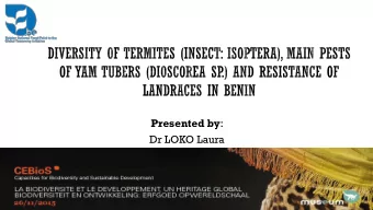 Presented by :  Dr LOKO Laura  Economical importance  Nutritional importance  Sociocultural